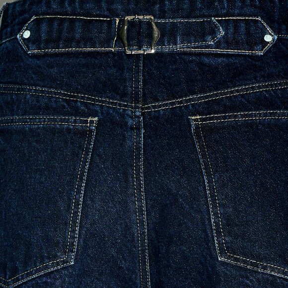 Dark Wash Casual Women's Barrel Cut Wide Leg High Waisted Jeans - Picture 5 of 5